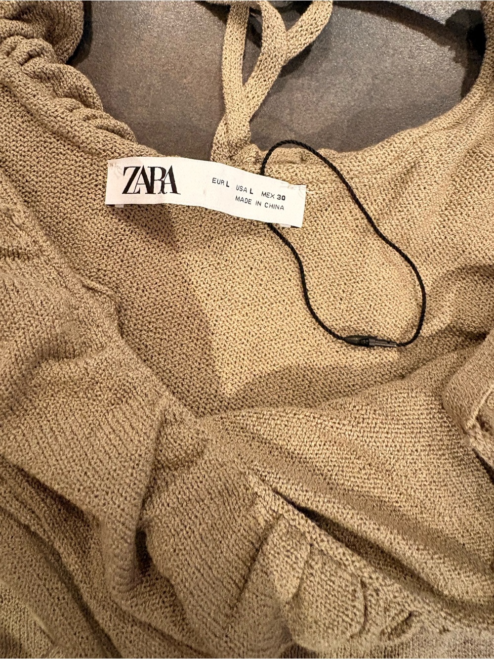 Zara Olive One-Shoulder Ruffle Top Large - Picture 3 of 7